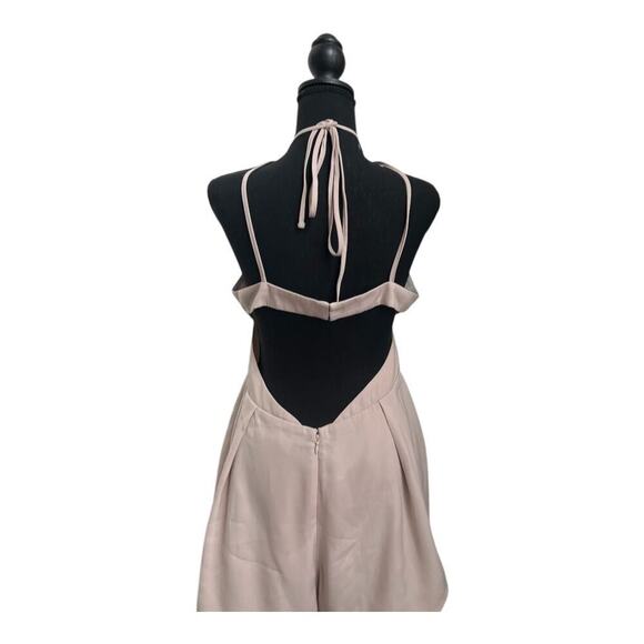Tan Halter Neck Romper | Flowy Neutral Playsuit - Picture 6 of 11